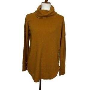 Anthropologie Maeve along Sleeve Cowl Neck Waffle Knit Pullover Top